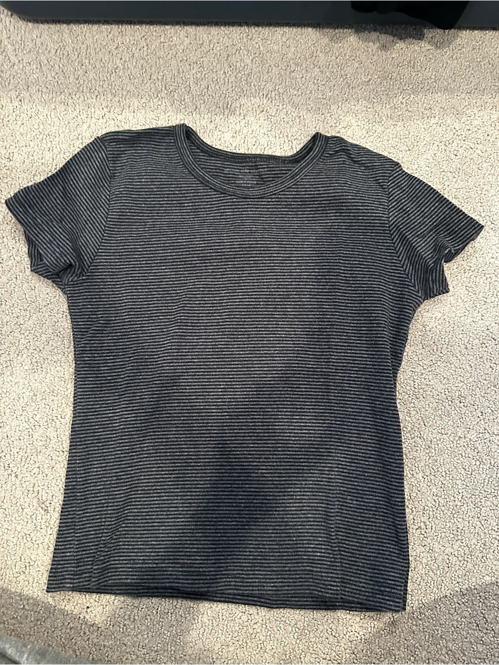 Brandy Melville Black & Gray Thin-Striped Crewneck Tee